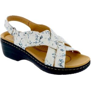 Clark’s Merliah Echo Blue Floral White Sandal Size 7 1/2 Narrow NWT